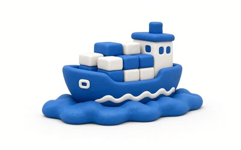 Clay cargo ship carrying containers
