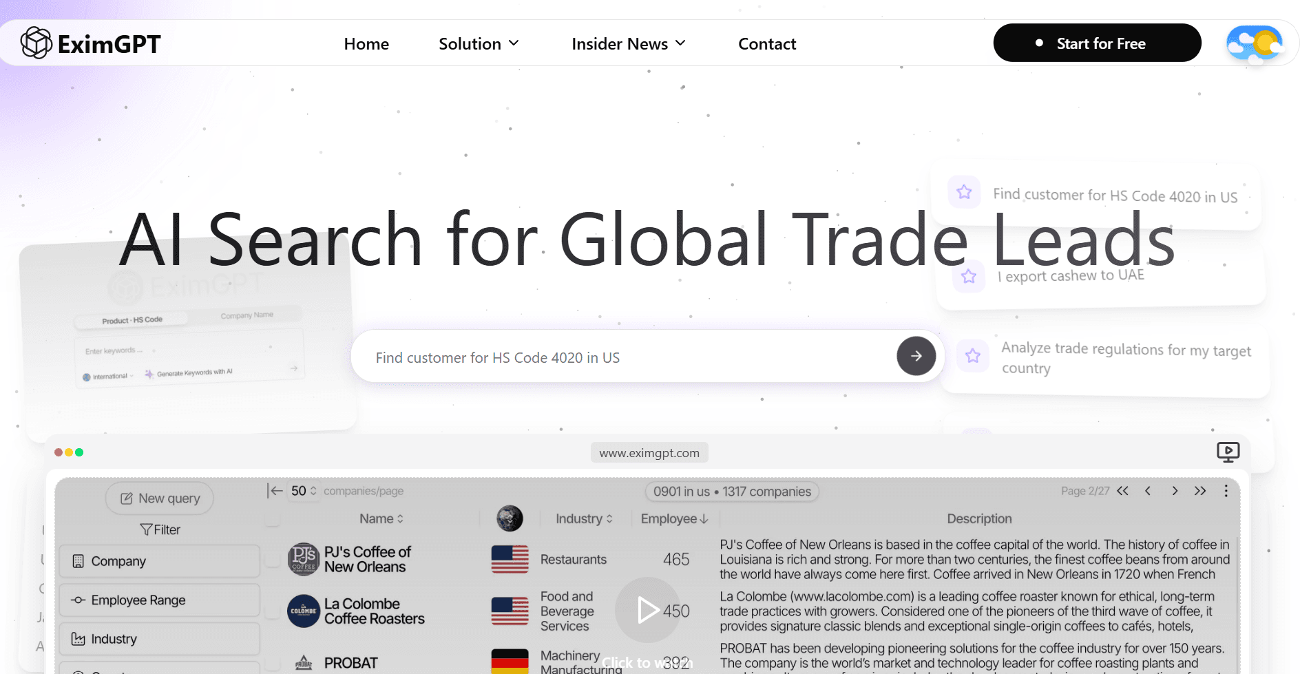 AI Search for Global Trade Leads