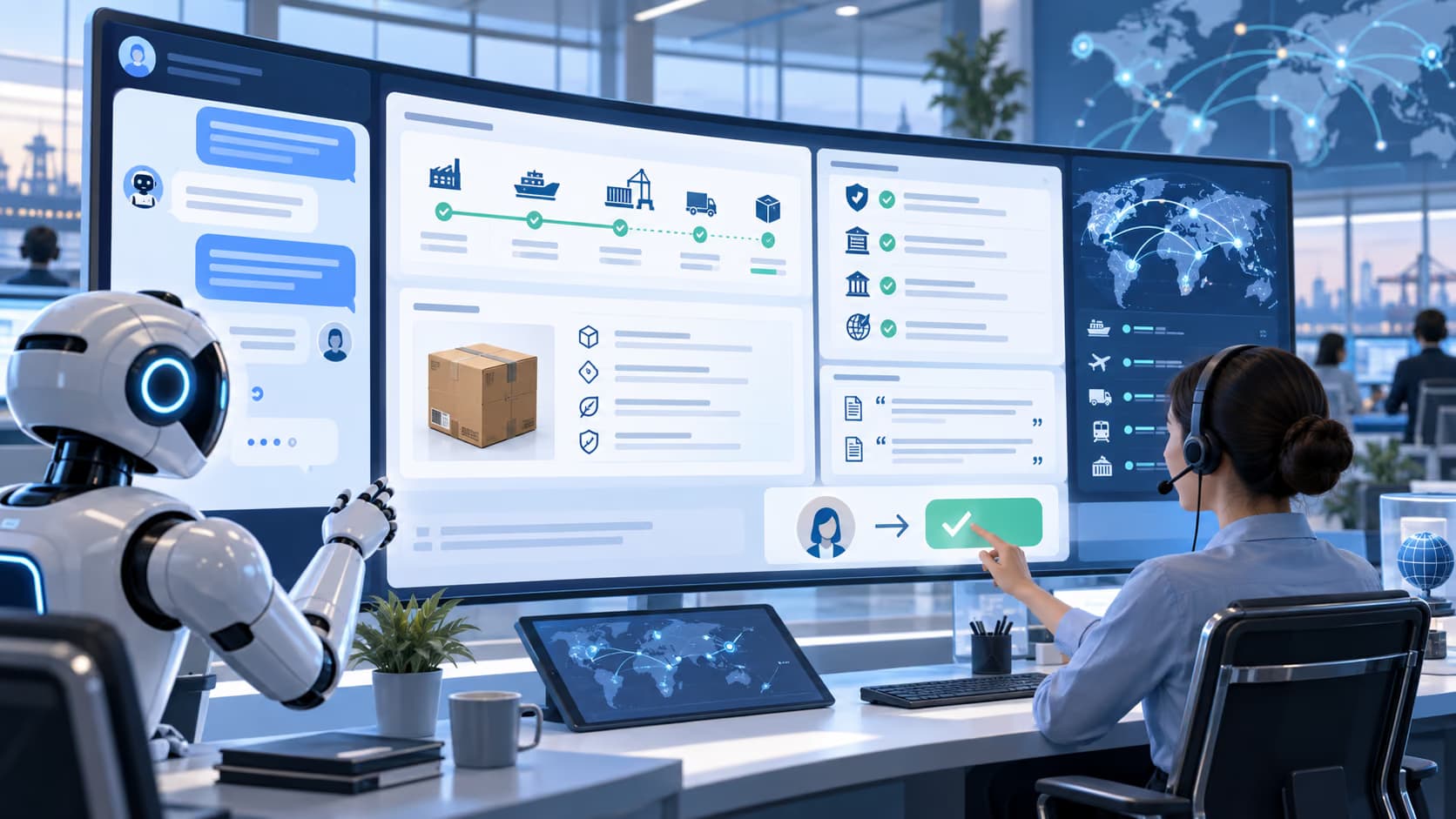 AI customer support global trade command center hero