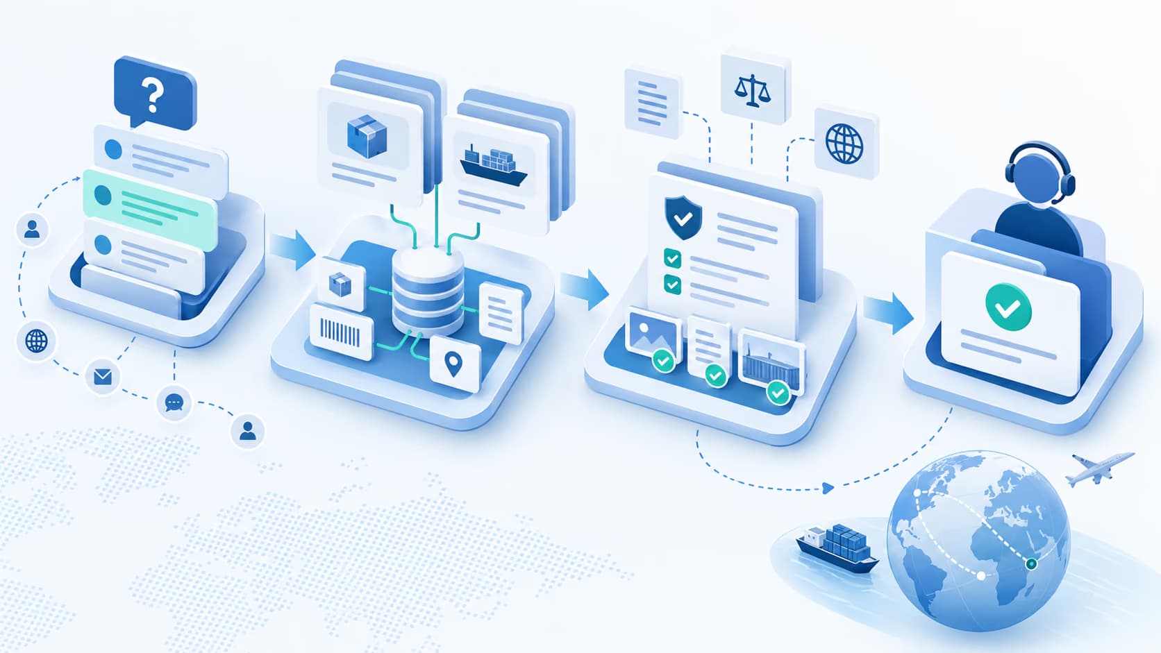 AI customer support global trade evidence review workflow