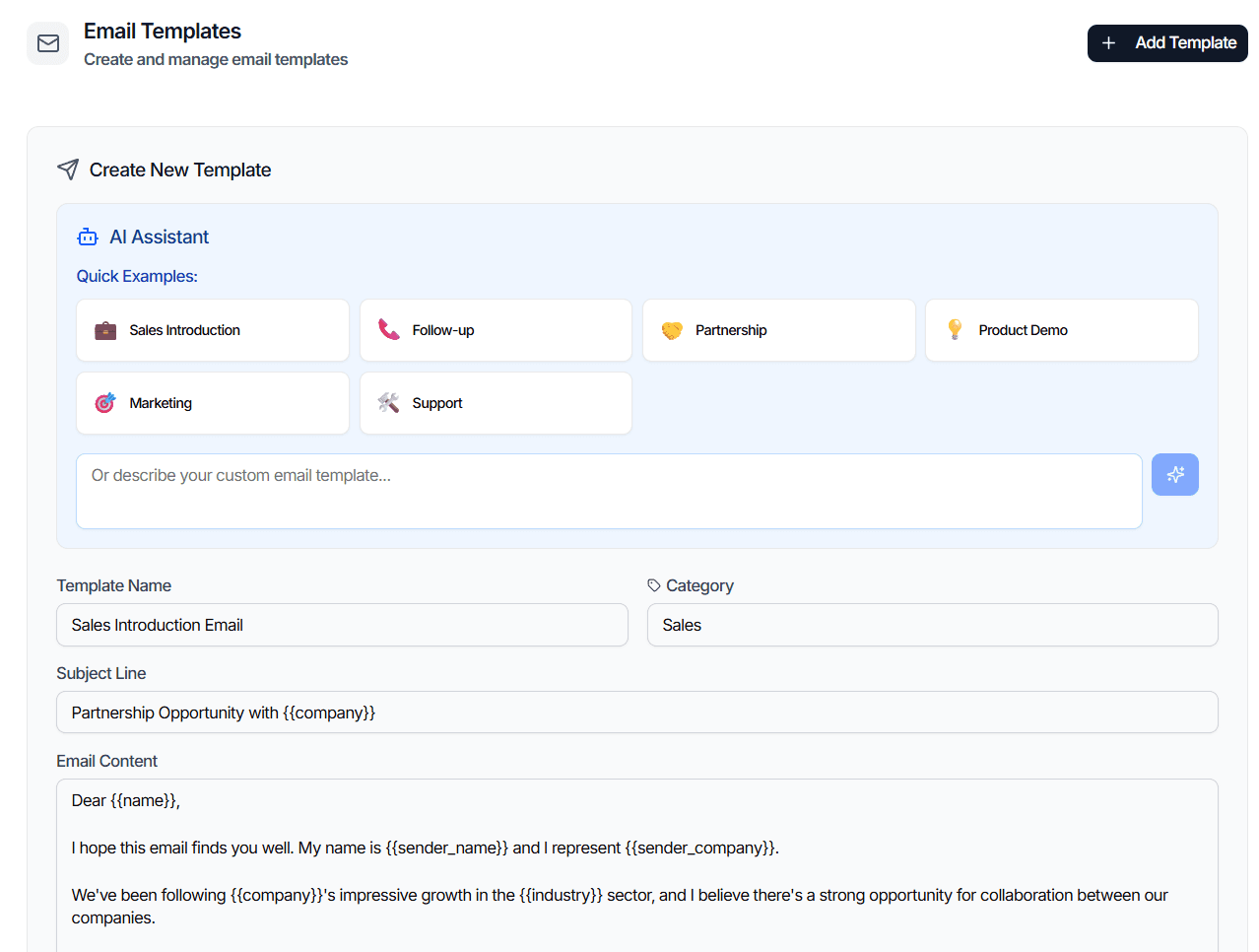 Personalized email with AI Email Template