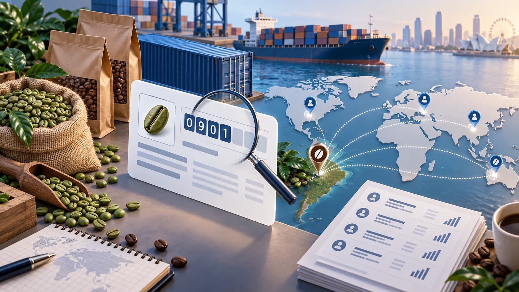 Coffee importer research workflow using HS code 0901