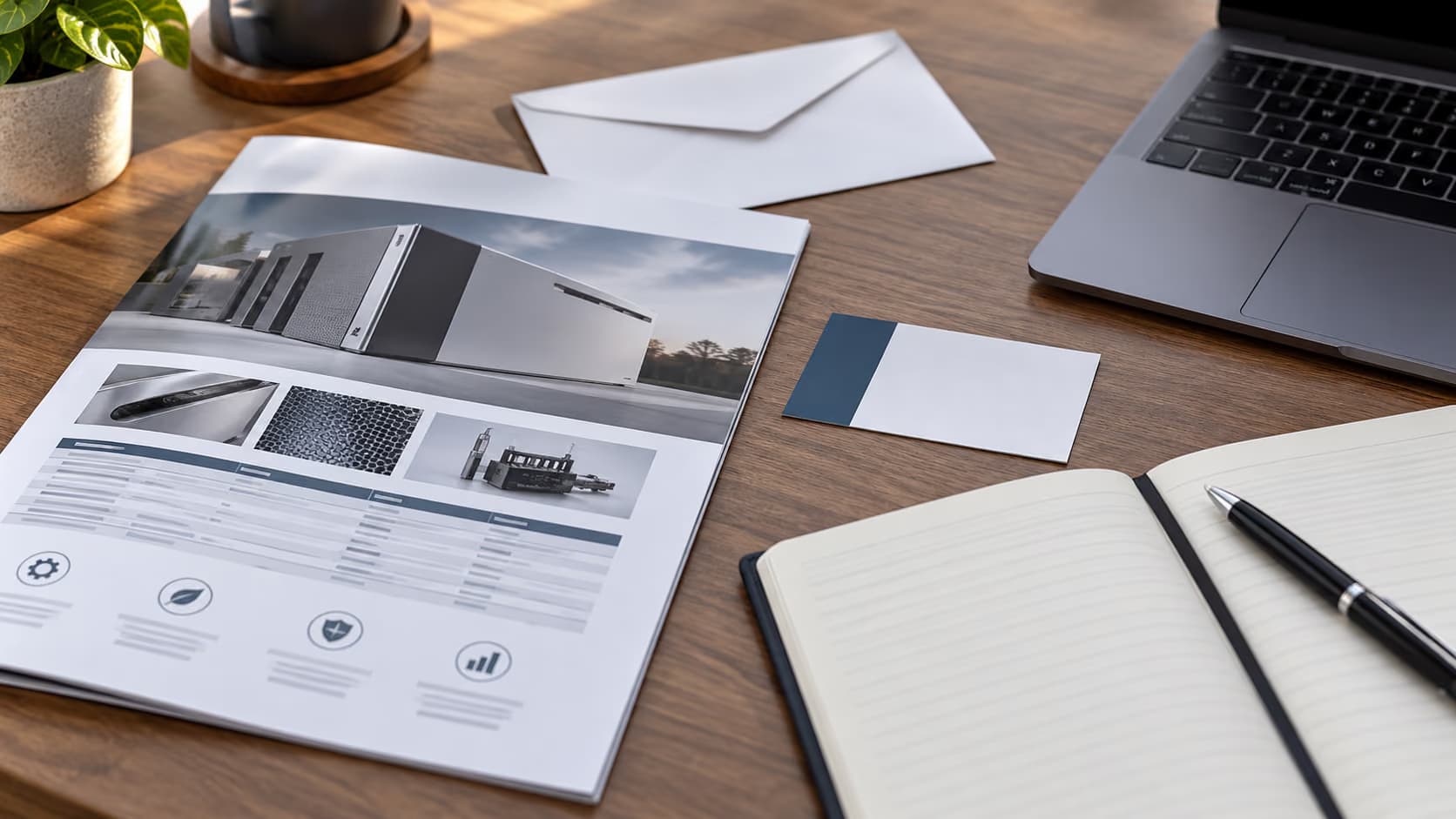 Product brochure and meeting notes prepared for a buyer follow-up email