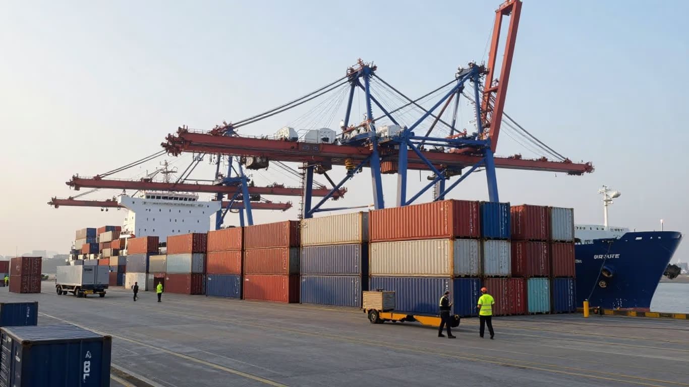 European customs warehouse processing international freight containers