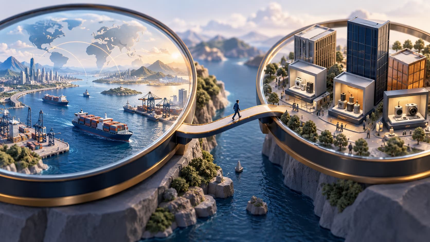Two analytical perspectives comparing an international market landscape with competing company offers