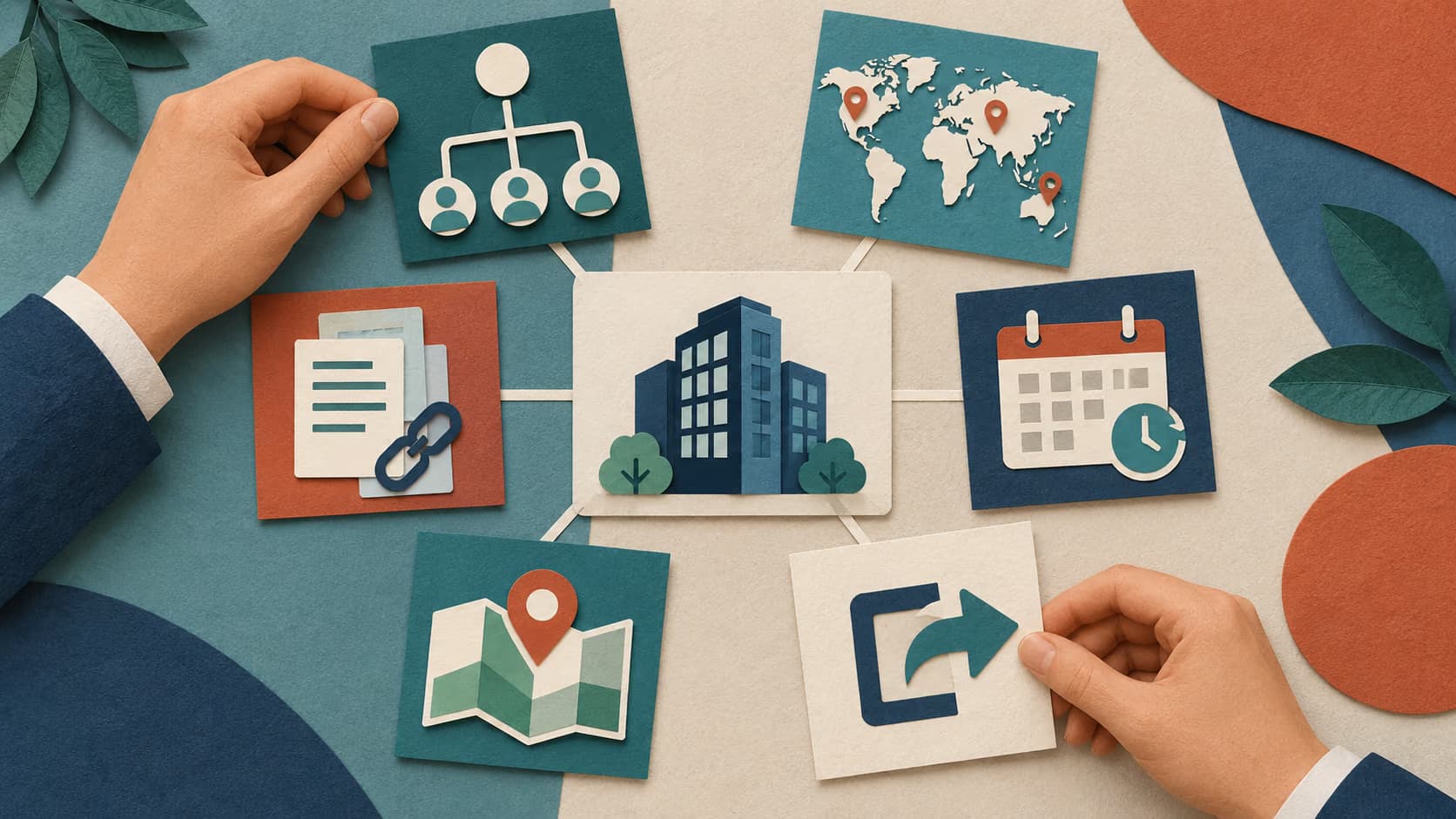 Six evidence categories around a company profile: identity, ownership, coverage, freshness, sources and export access